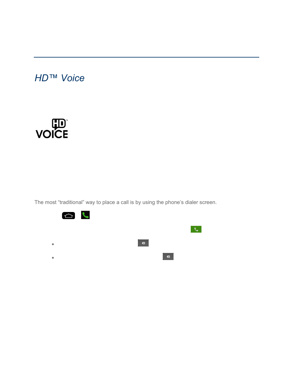 Phone calls, Hd™ voice, Make phone calls | Call using the phone dialer | LG LGLS995 User Manual | Page 53 / 218