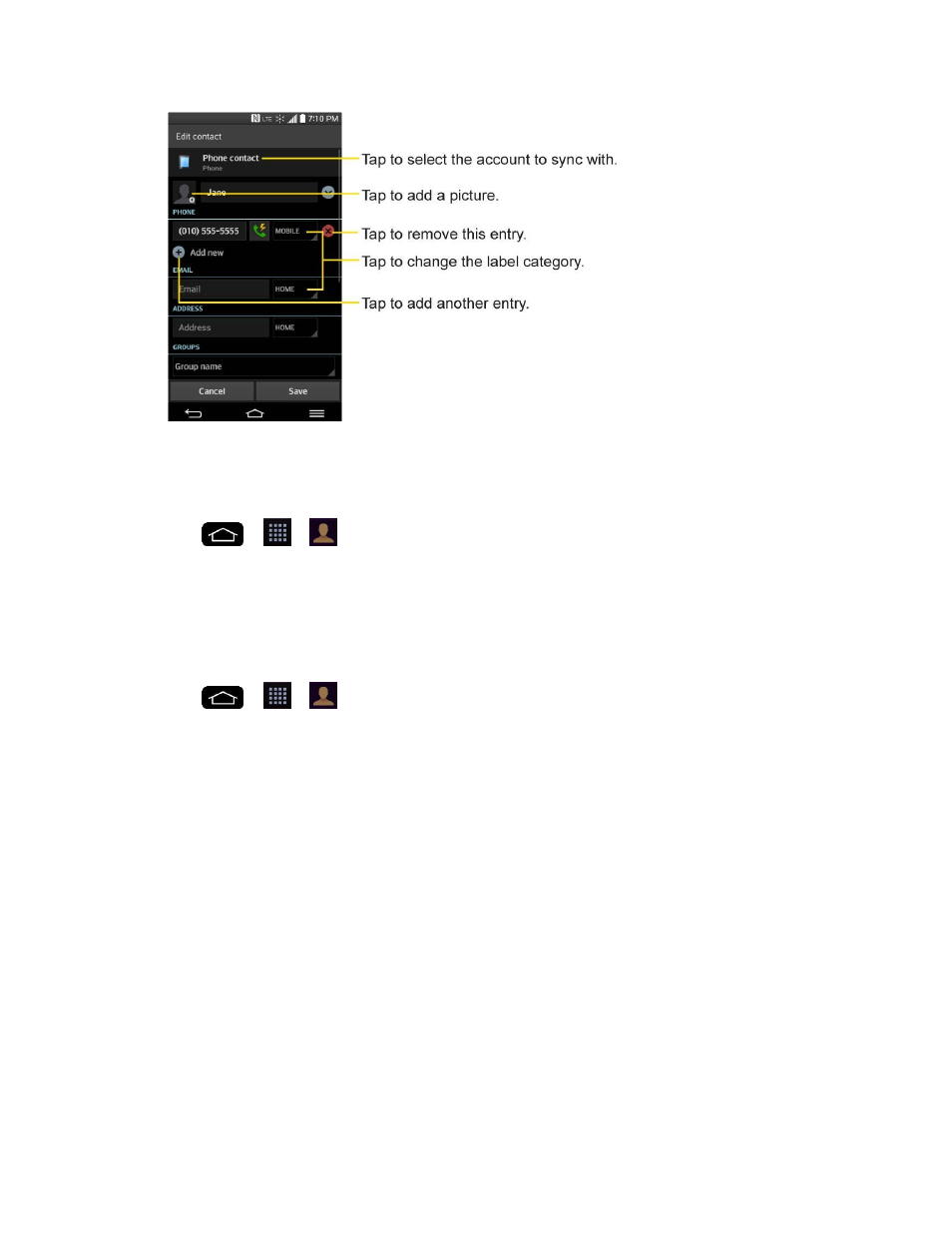 Add a contact to your favorites, Edit a contacts entry | LG LGLS995 User Manual | Page 75 / 218