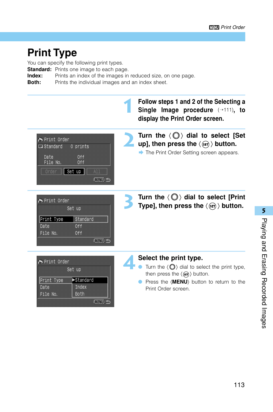 Print type | Canon EOS D30 User Manual | Page 113 / 152