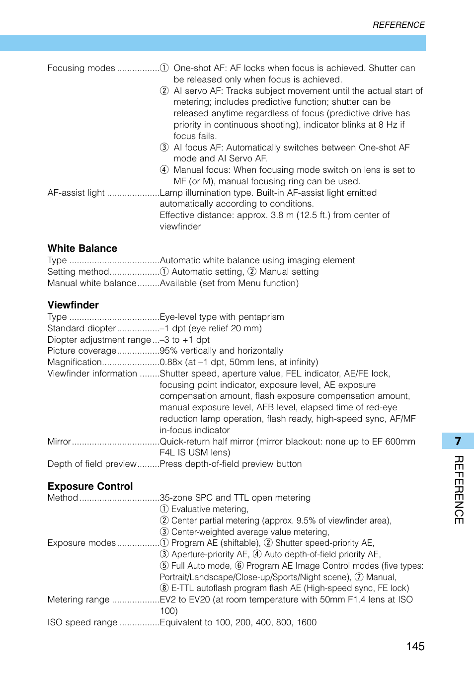7reference 145 | Canon EOS D30 User Manual | Page 145 / 152