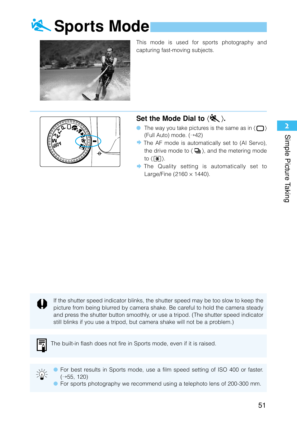 Sports mode | Canon EOS D30 User Manual | Page 51 / 152