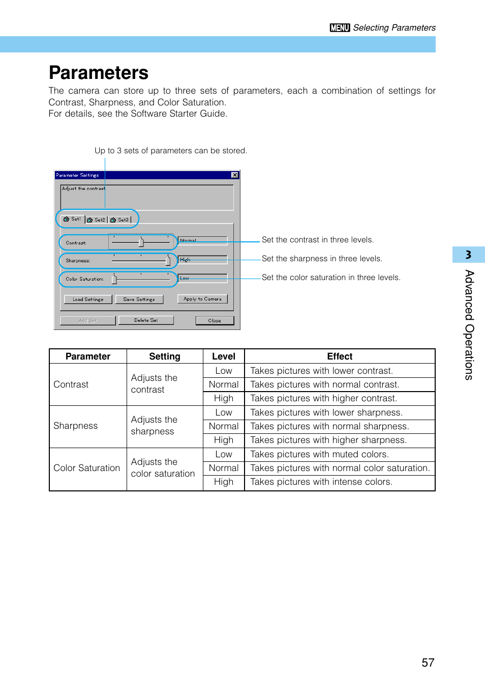 Parameters | Canon EOS D30 User Manual | Page 57 / 152