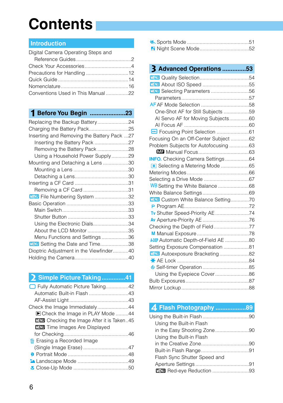 Canon EOS D30 User Manual | Page 6 / 152