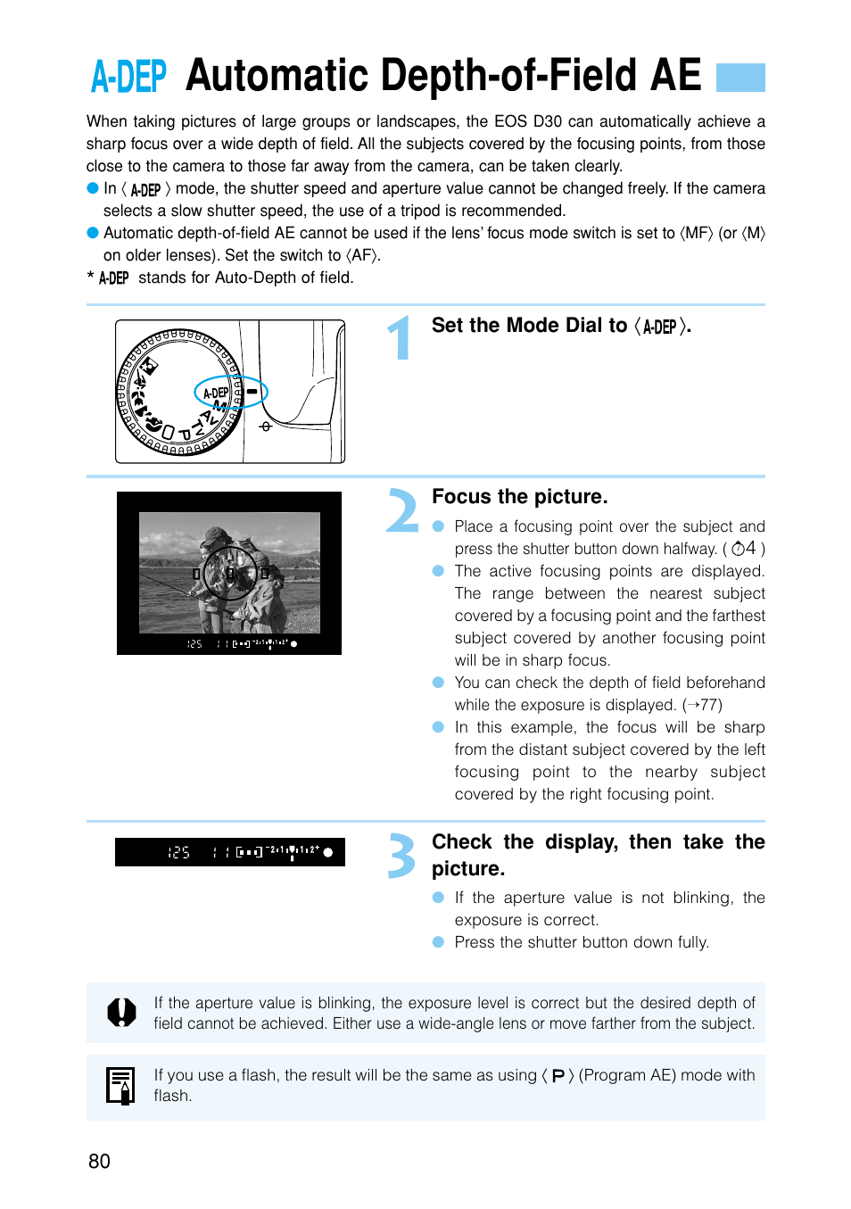 Automatic depth-of-field ae | Canon EOS D30 User Manual | Page 80 / 152