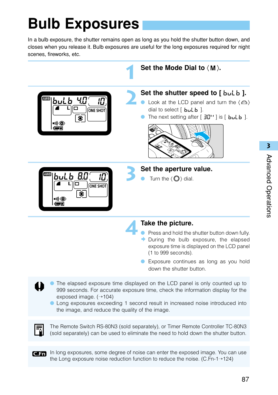 Bulb exposures | Canon EOS D30 User Manual | Page 87 / 152