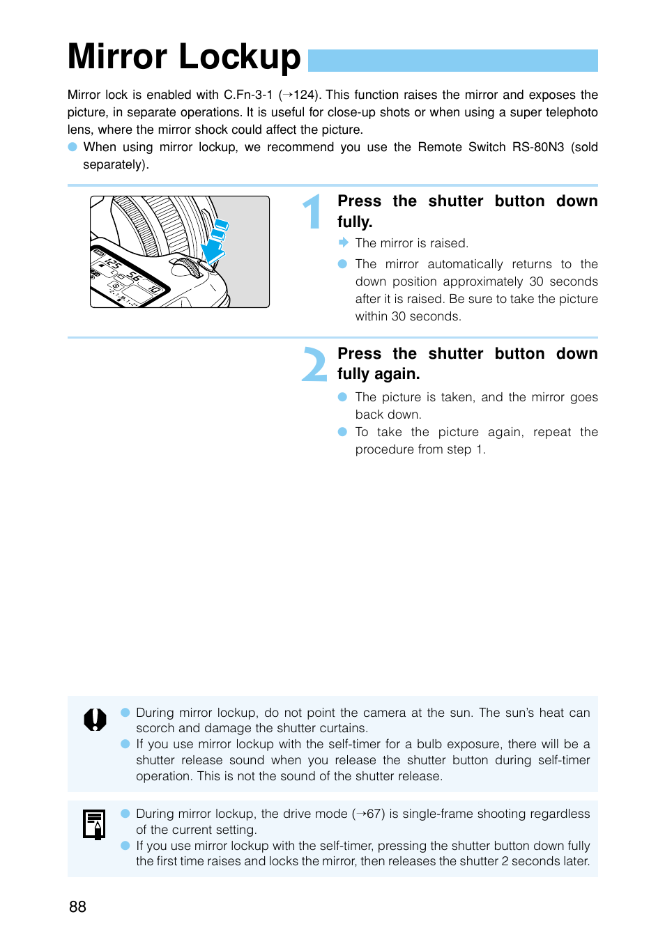 Mirror lockup | Canon EOS D30 User Manual | Page 88 / 152
