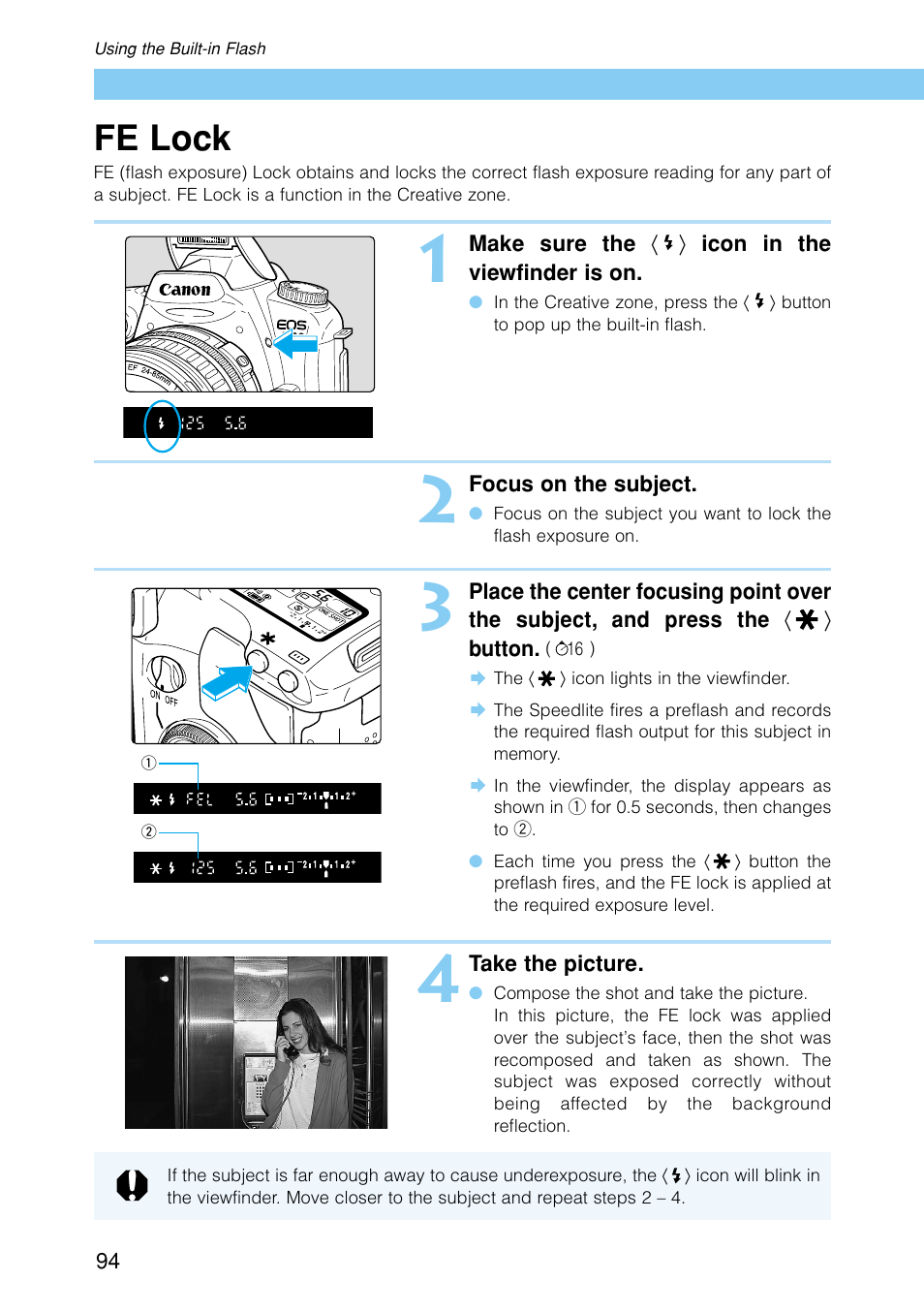 Fe lock | Canon EOS D30 User Manual | Page 94 / 152