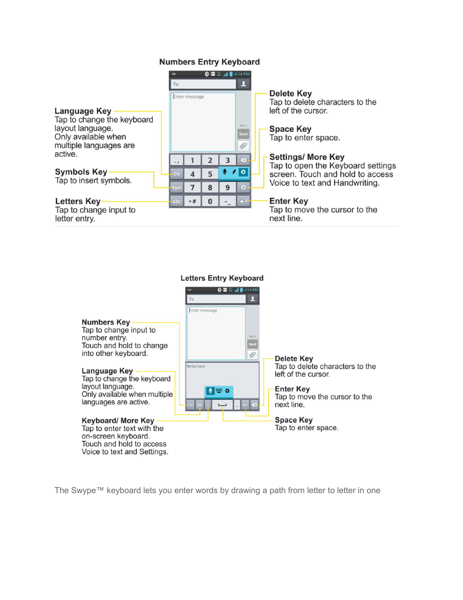 Swype | LG LS720 User Manual | Page 45 / 192