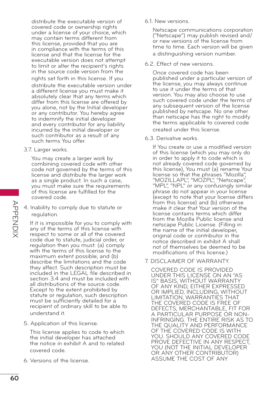 Appendix | LG 32LV2400 User Manual | Page 61 / 64