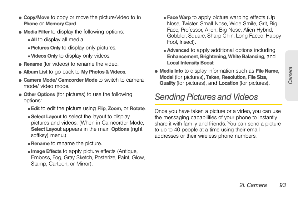 Sending pictures and videos | LG LGLX610 User Manual | Page 105 / 164