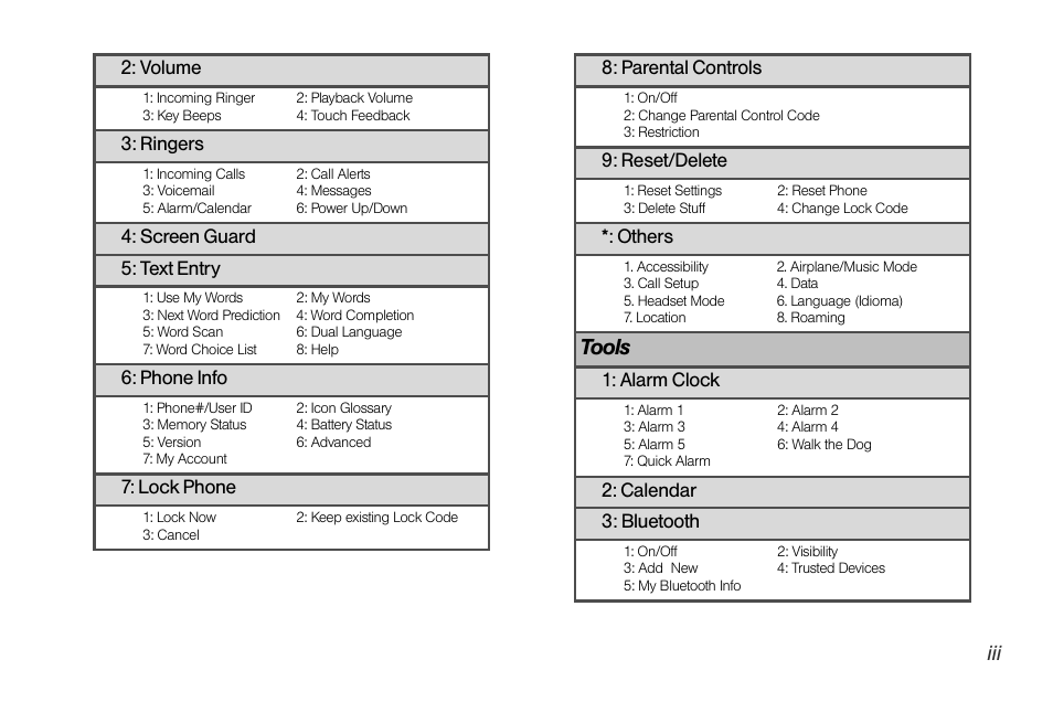 Tools | LG LGLX610 User Manual | Page 11 / 164