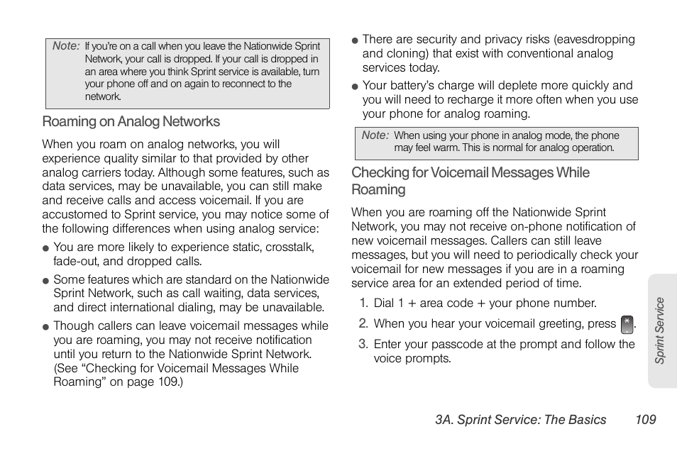 Roaming on analog networks, Checking for voicemail messages while roaming | LG LGLX610 User Manual | Page 121 / 164