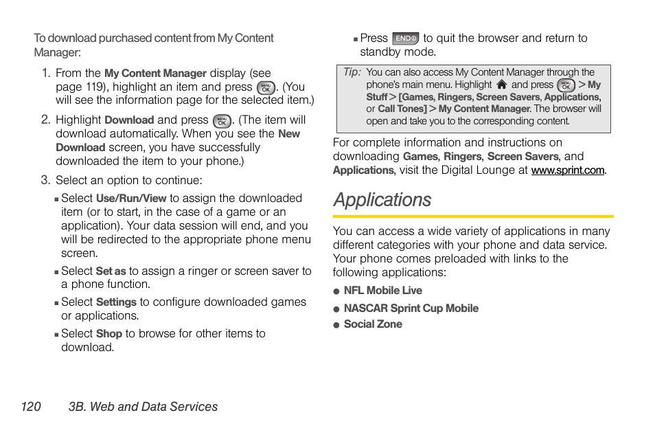 Applications | LG LGLX610 User Manual | Page 132 / 164