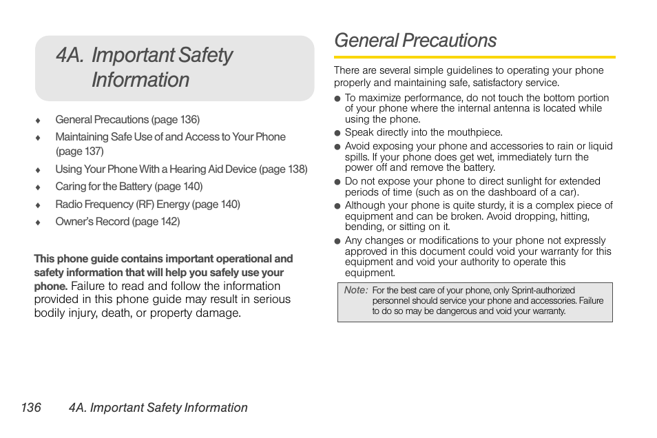4a. important safety information, General precautions | LG LGLX610 User Manual | Page 149 / 164