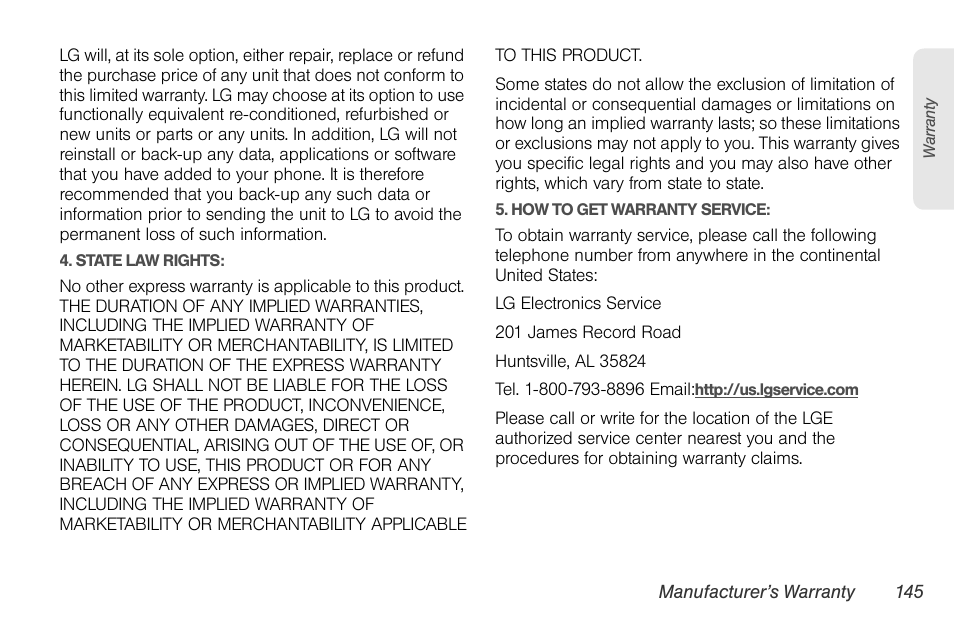 LG LGLX610 User Manual | Page 158 / 164
