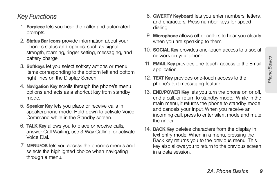 Key functions | LG LGLX610 User Manual | Page 21 / 164