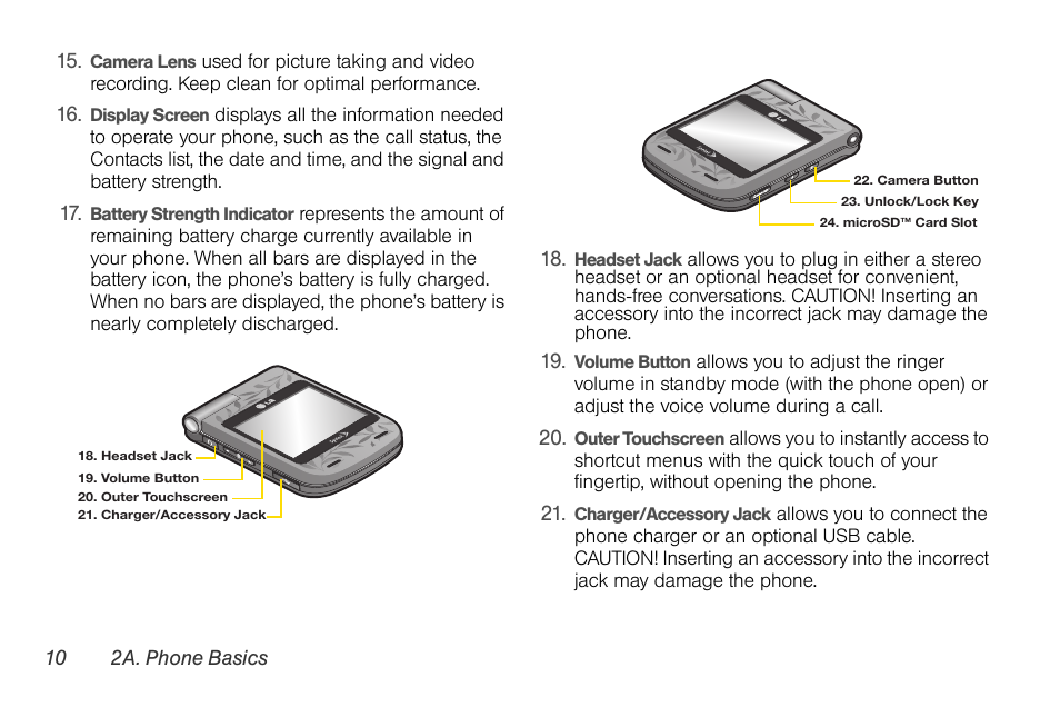 LG LGLX610 User Manual | Page 22 / 164