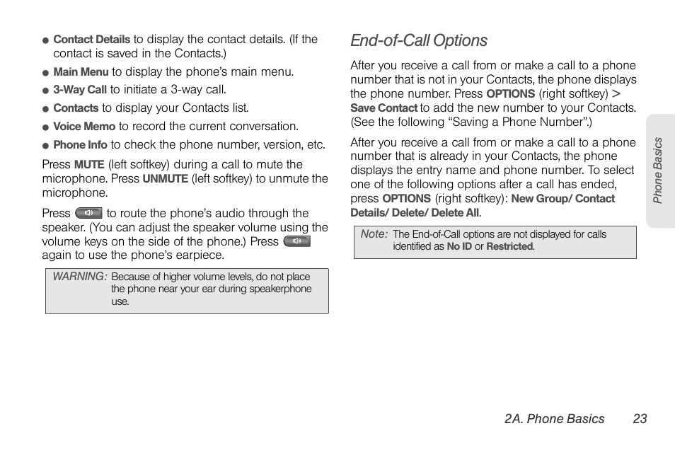 End-of-call options | LG LGLX610 User Manual | Page 35 / 164