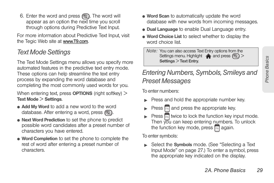 Text mode settings | LG LGLX610 User Manual | Page 41 / 164