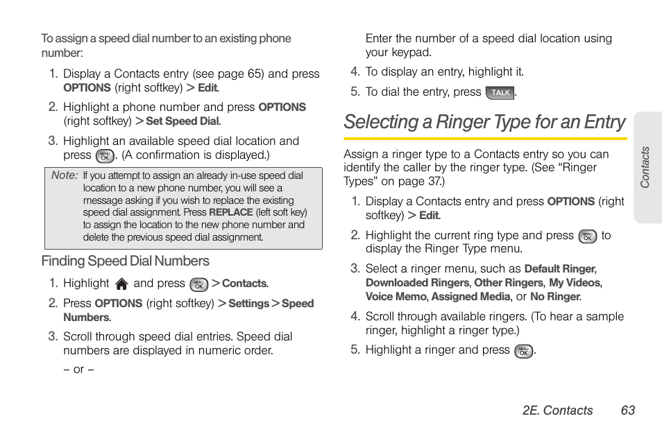 Selecting a ringer type for an entry | LG LGLX610 User Manual | Page 75 / 164