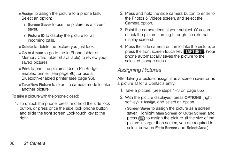 Assigning pictures | LG LGLX610 User Manual | Page 98 / 164