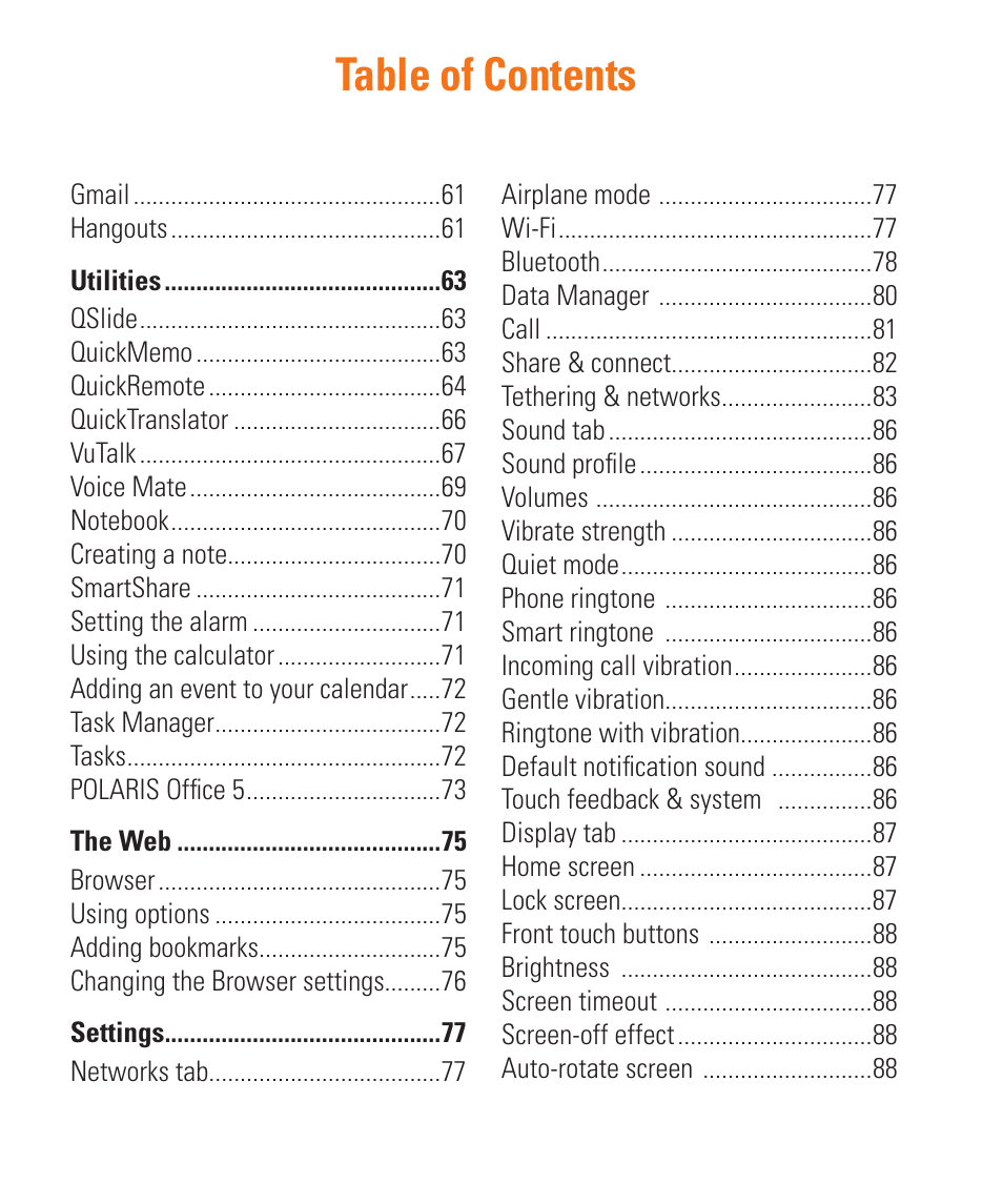 LG D800 User Manual | Page 6 / 133