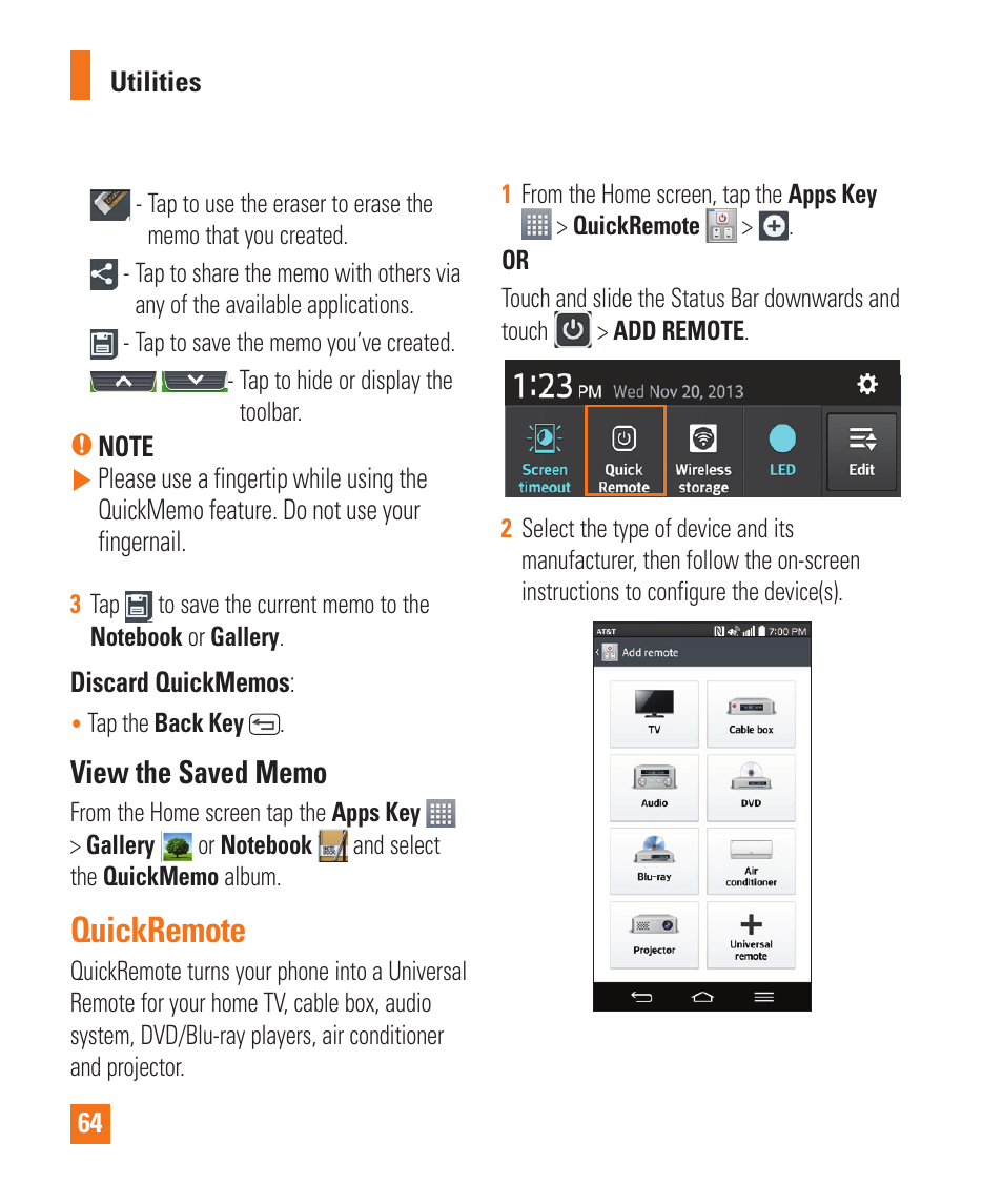 Quickremote | LG D800 User Manual | Page 64 / 133