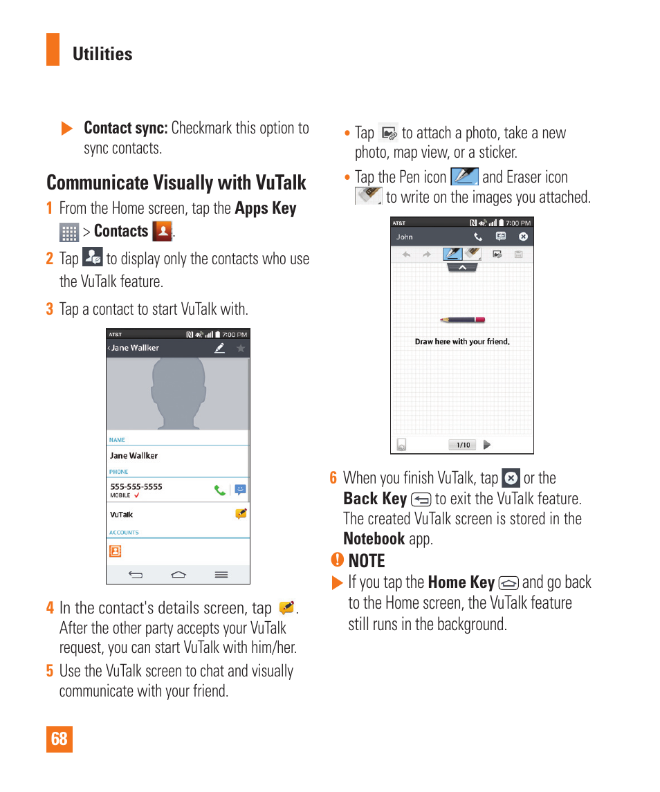 Communicate visually with vutalk | LG D800 User Manual | Page 68 / 133