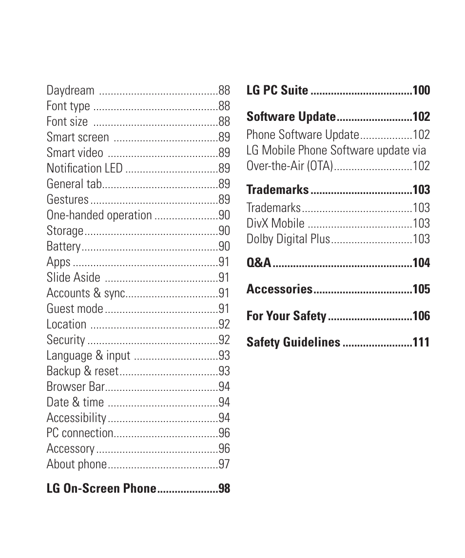 LG D800 User Manual | Page 7 / 133