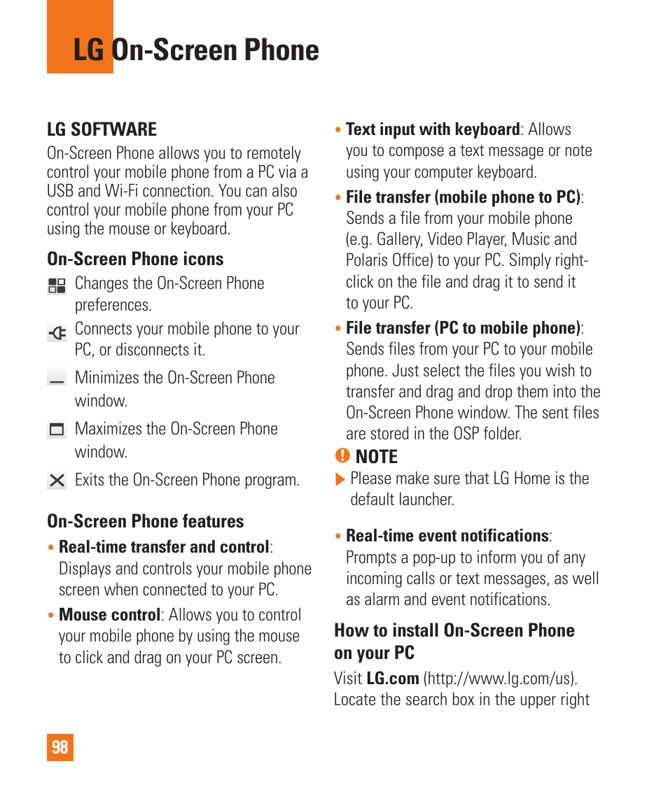 Lg on-screen phone | LG D800 User Manual | Page 98 / 133