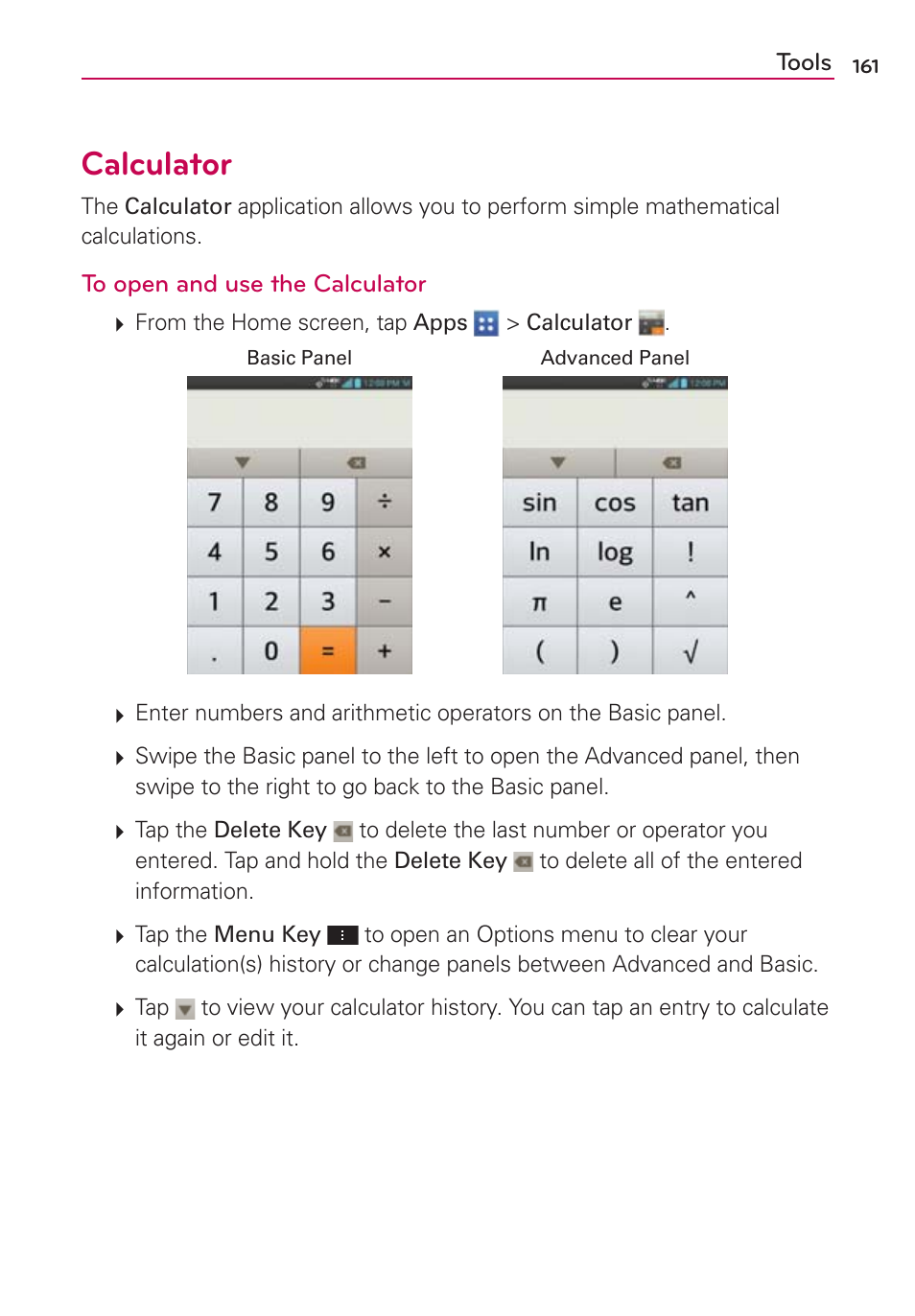 Calculator | LG VS950 User Manual | Page 163 / 209