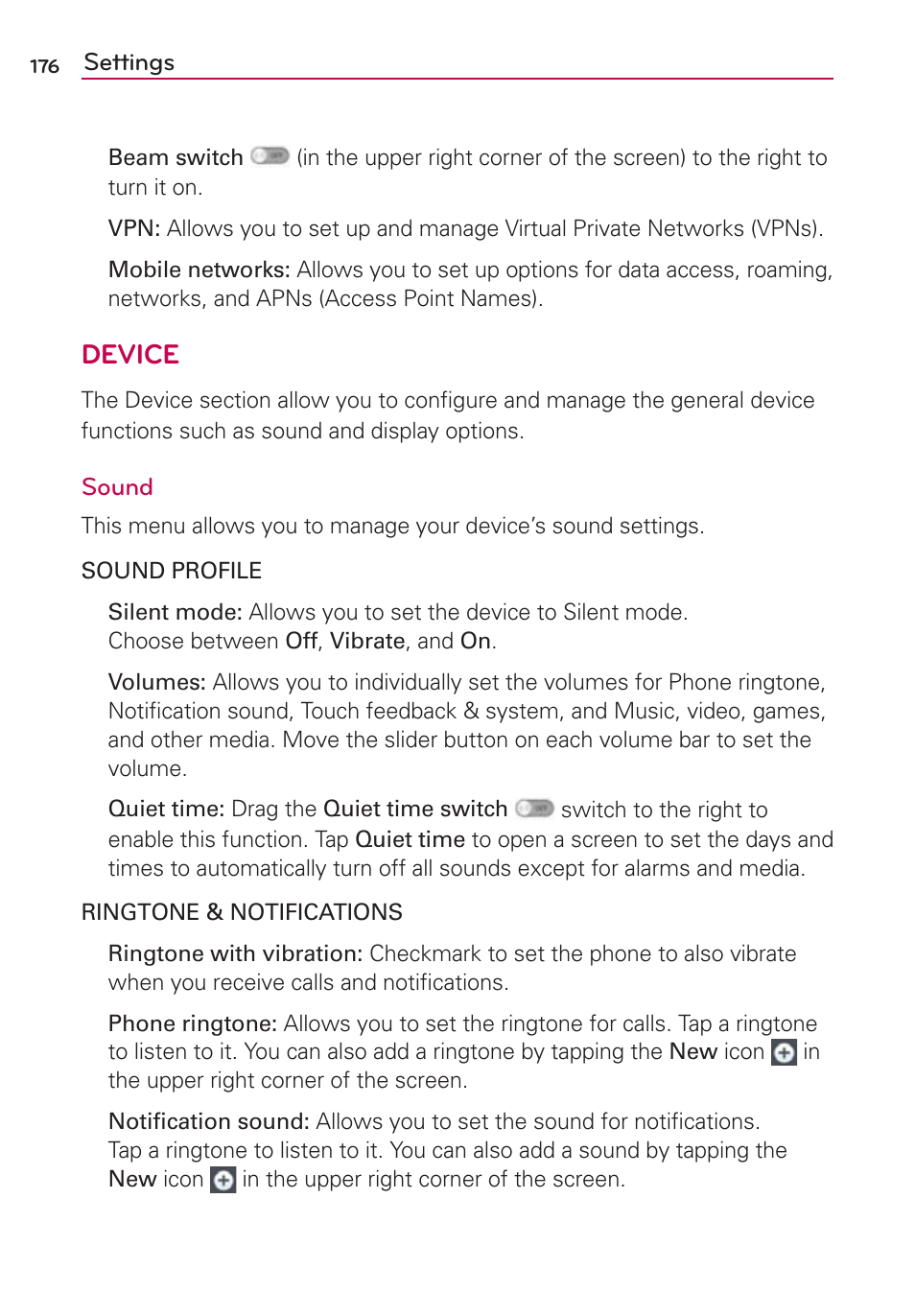 Device | LG VS950 User Manual | Page 178 / 209