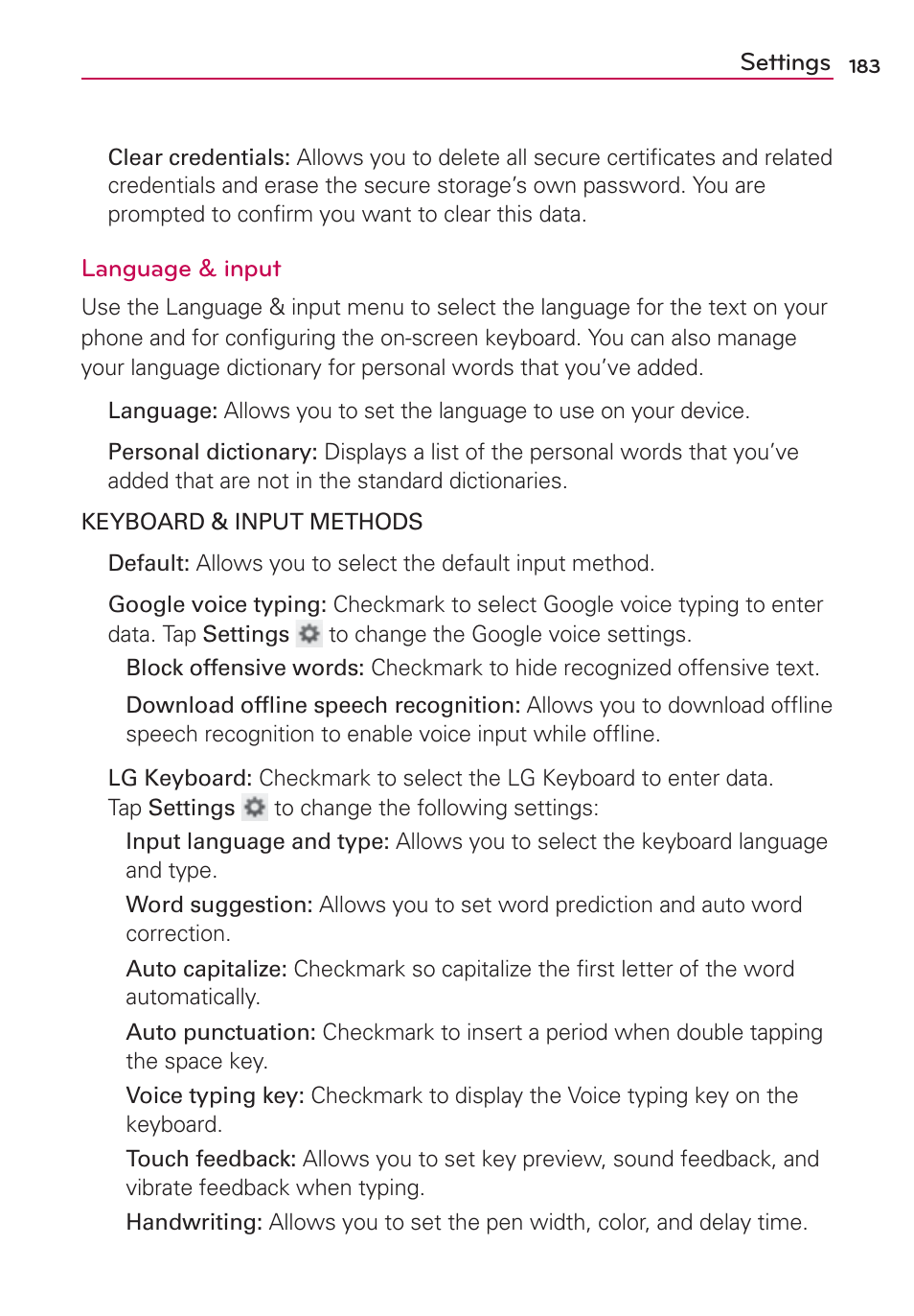 LG VS950 User Manual | Page 185 / 209