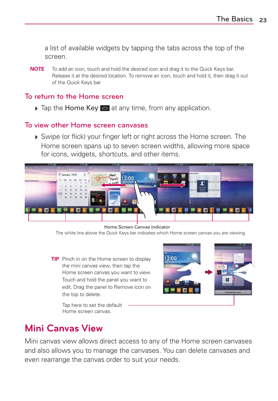 Mini canvas view, The basics | LG VS950 User Manual | Page 25 / 209