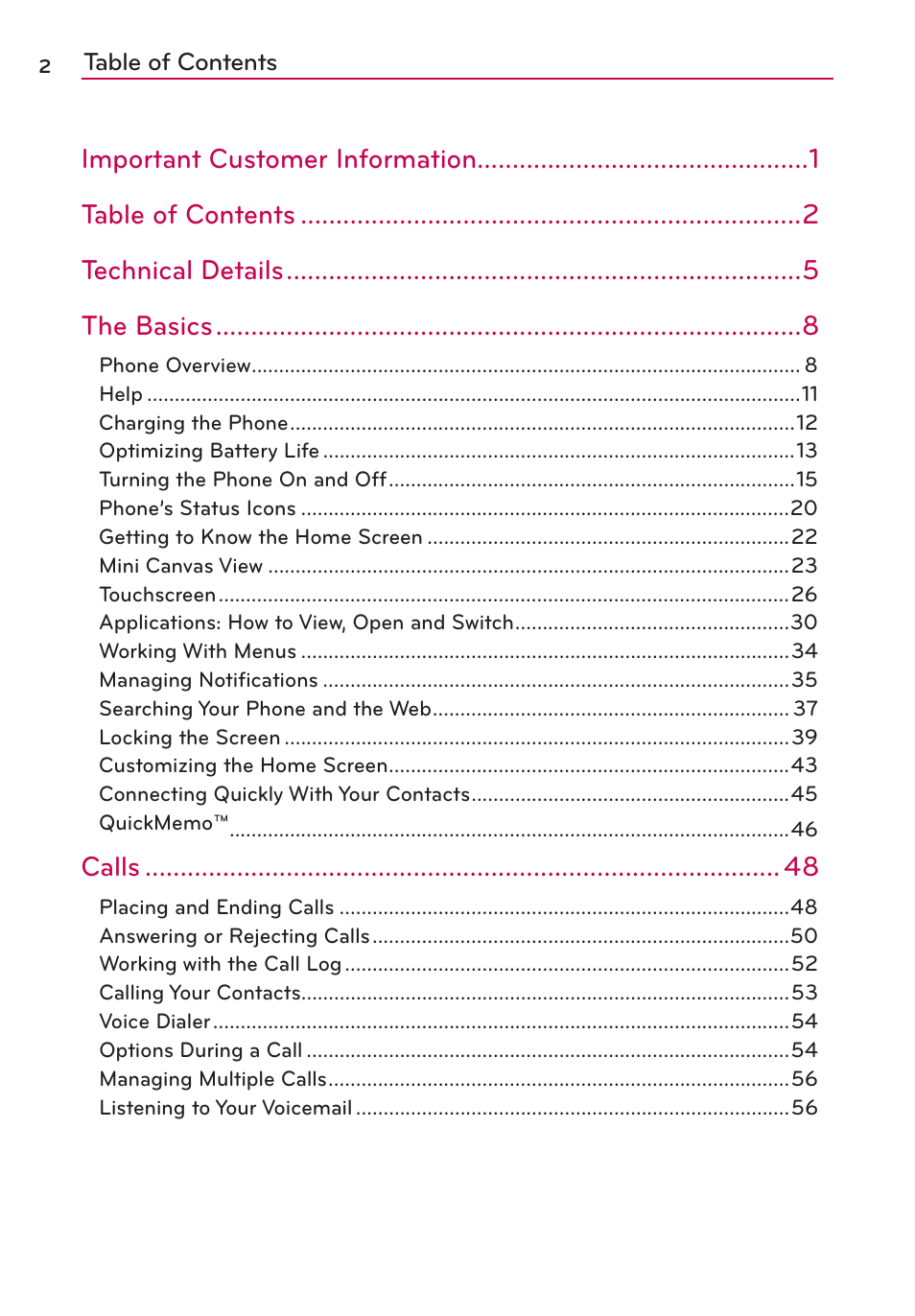 LG VS950 User Manual | Page 4 / 209