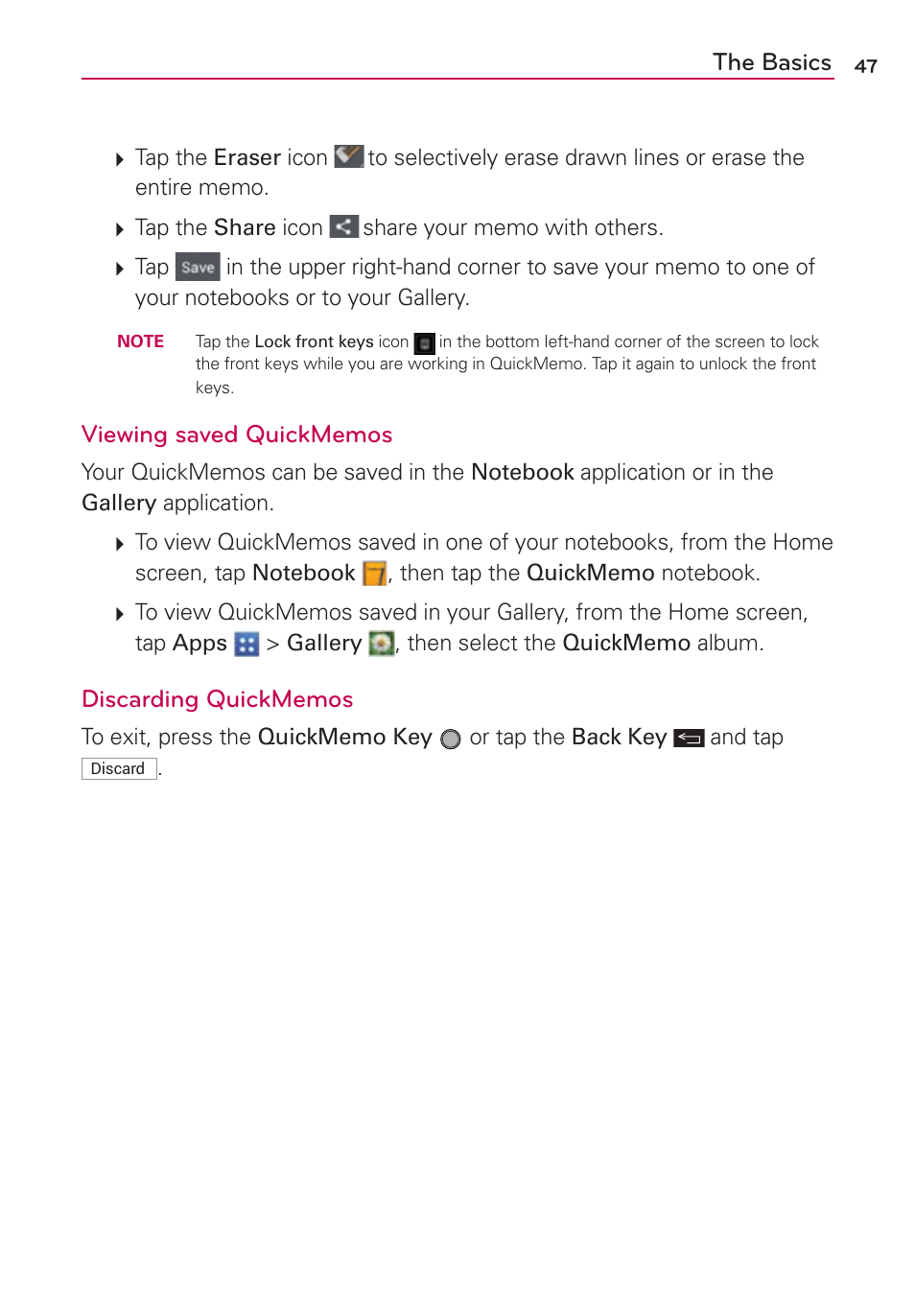 The basics | LG VS950 User Manual | Page 49 / 209