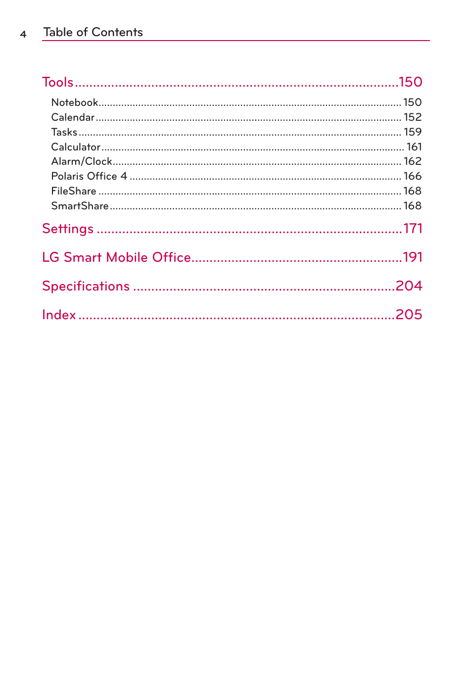 LG VS950 User Manual | Page 6 / 209