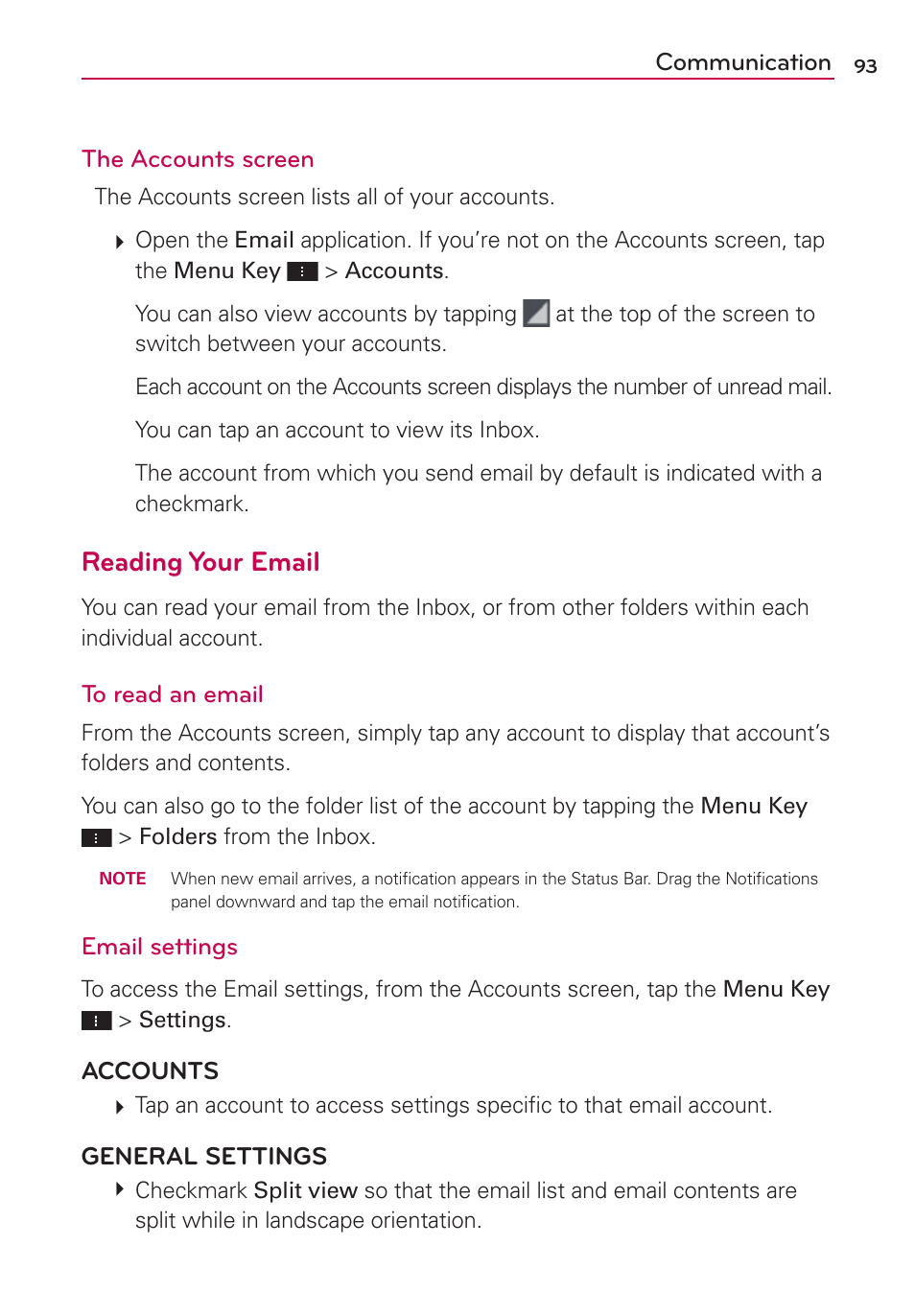 Reading your email | LG VS950 User Manual | Page 95 / 209