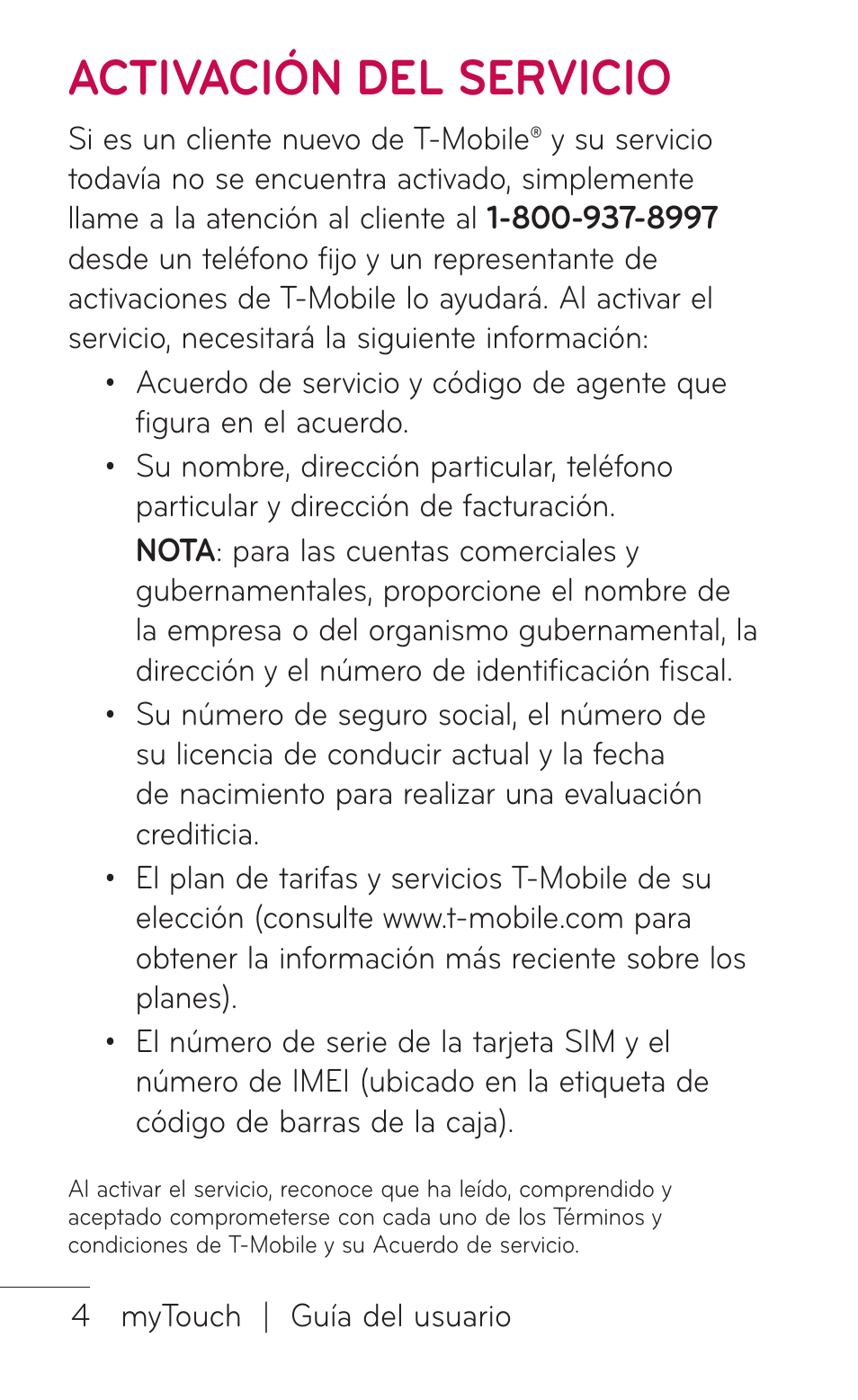 Activación del servicio | LG LGE739BK User Manual | Page 152 / 312