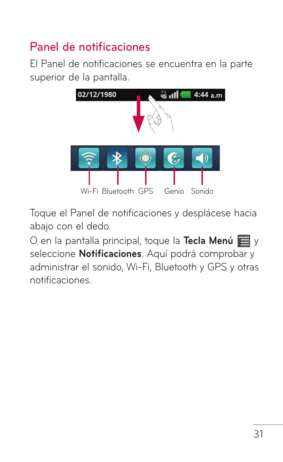 Panel de notificaciones | LG LGE739BK User Manual | Page 179 / 312