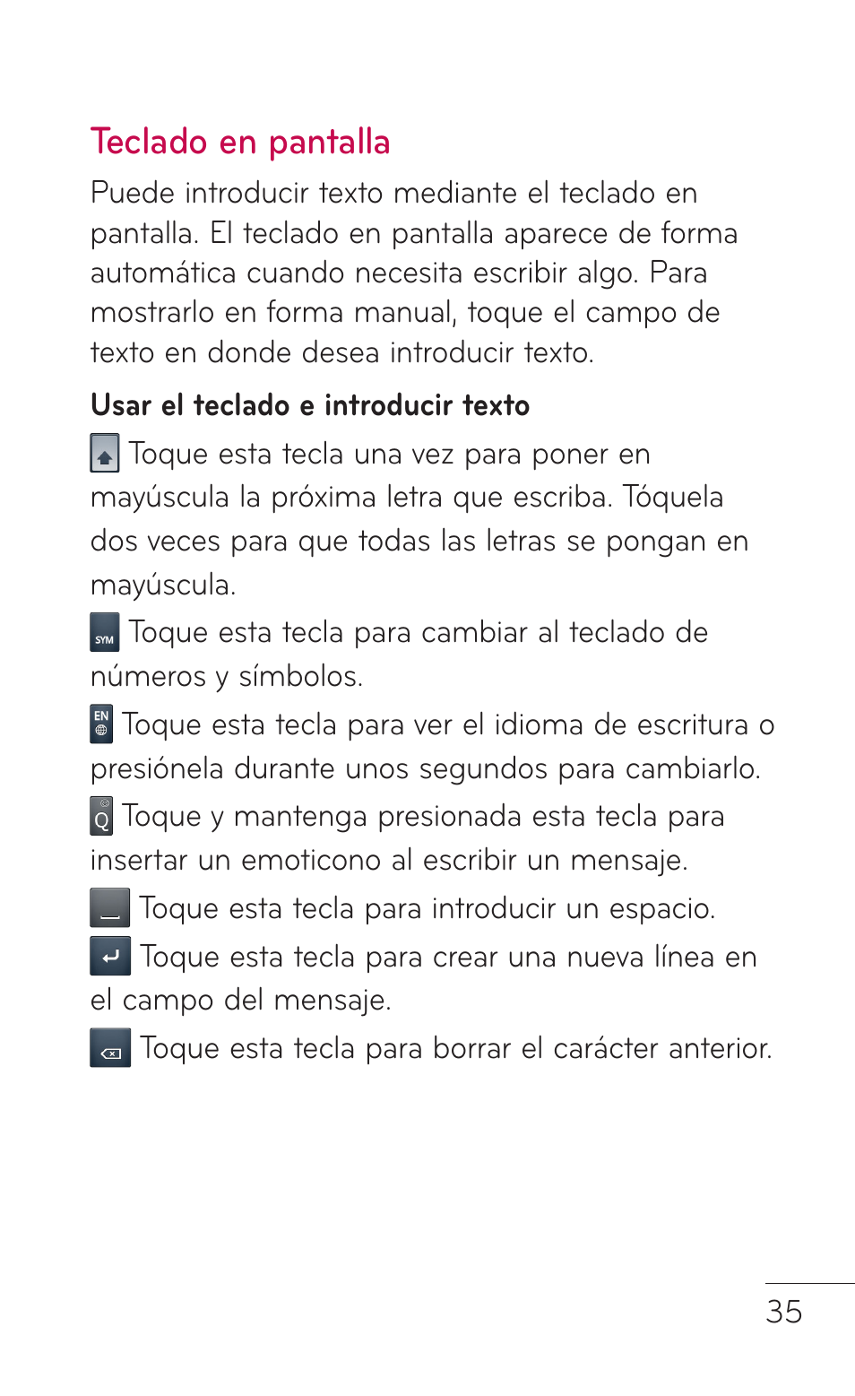 Teclado en pantalla | LG LGE739BK User Manual | Page 183 / 312