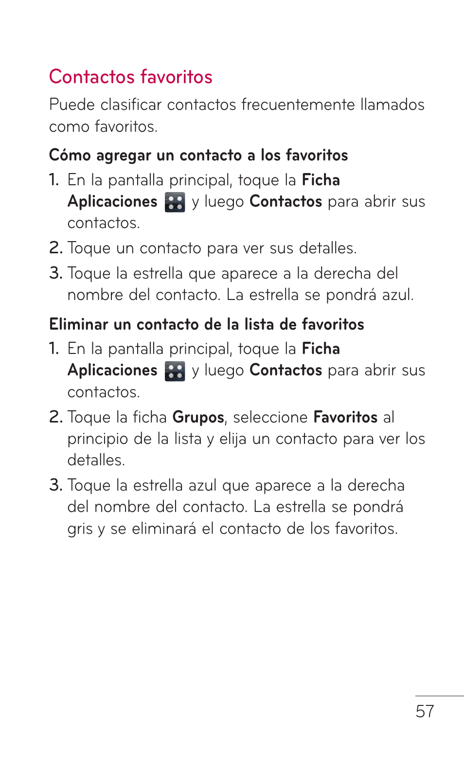Contactos favoritos | LG LGE739BK User Manual | Page 205 / 312