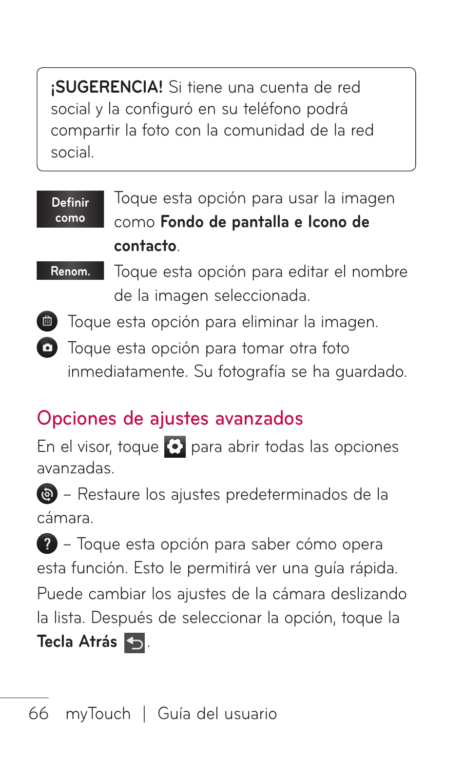 Opciones de ajustes avanzados, Opciones de ajustes, Avanzados | LG LGE739BK User Manual | Page 214 / 312