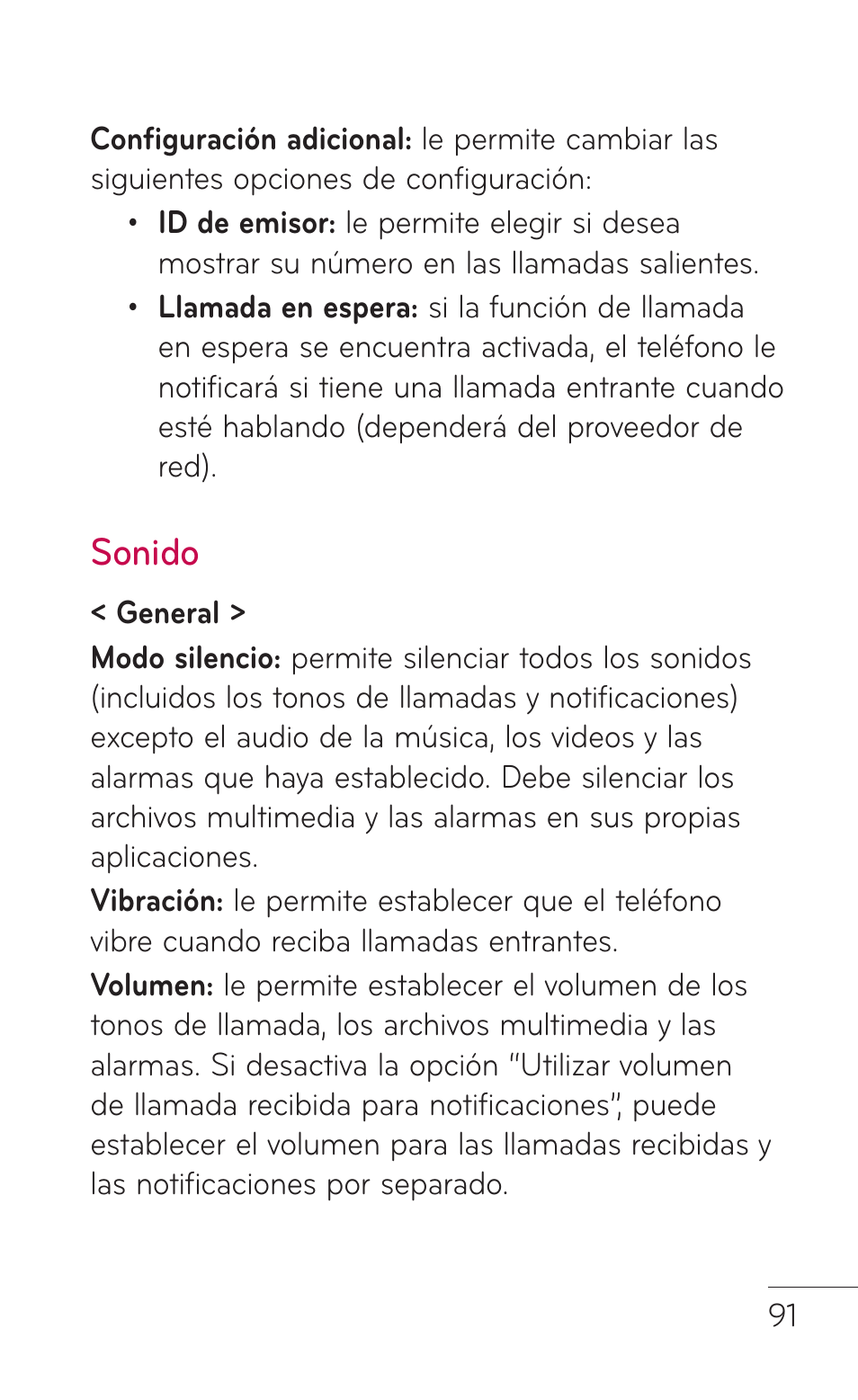 Sonido | LG LGE739BK User Manual | Page 239 / 312