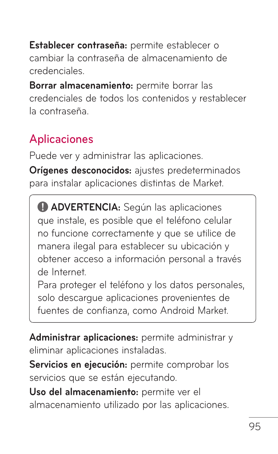 Aplicaciones | LG LGE739BK User Manual | Page 243 / 312