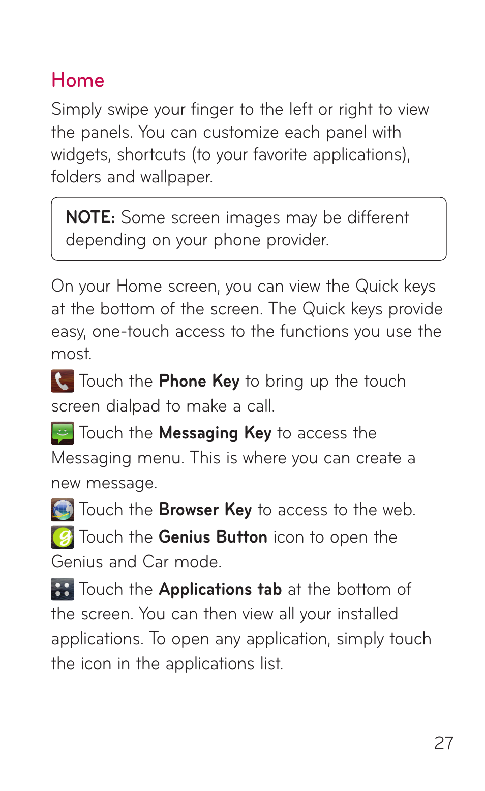 Home | LG LGE739BK User Manual | Page 27 / 312