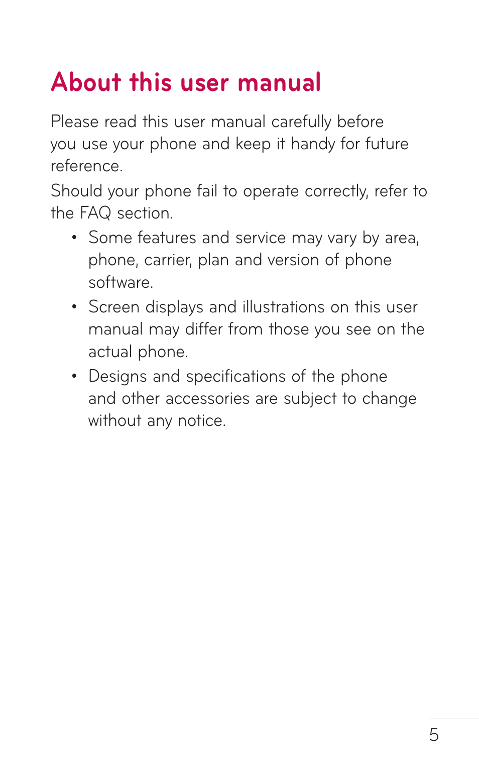 About this user manual | LG LGE739BK User Manual | Page 5 / 312