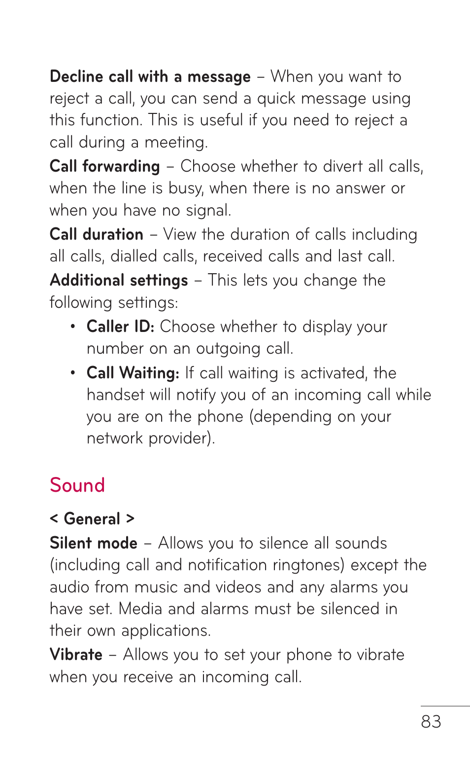 Sound | LG LGE739BK User Manual | Page 83 / 312