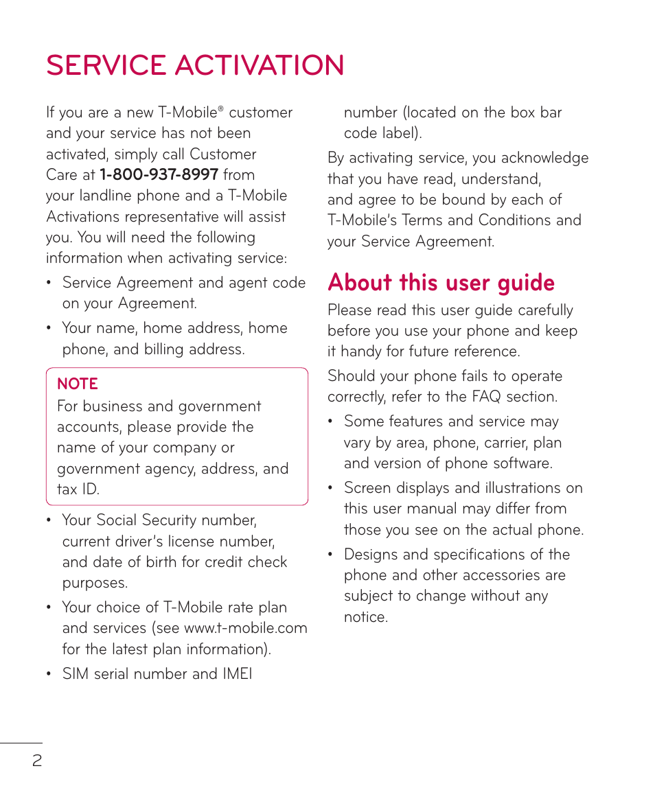 Service activation, About this user guide | LG LGP769BK User Manual | Page 4 / 167