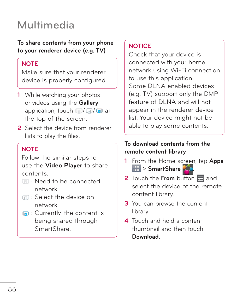 Multimedia | LG LGP769BK User Manual | Page 88 / 167